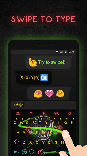 Neon Skull Keyboard Theme