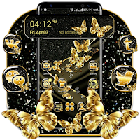 Golden Butterfly Glitter Launcher Theme