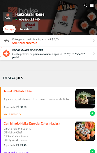 Android application Haike Sushi House screenshort