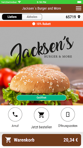 Android application Jacksen´s Burger and More screenshort