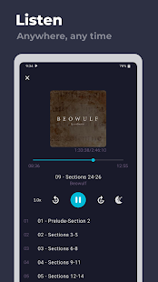 Captura de tela do Chronicle Audiobook Player para Plex