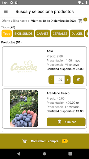 Pedidos de Cosecha Screen 3