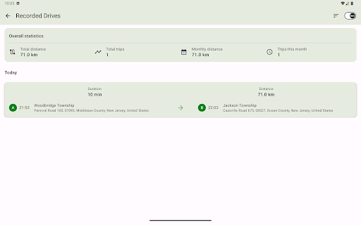 Driving Tracker - Trip Log