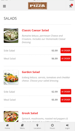 Classic Pizza Online Ordering Screen 2