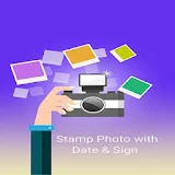 Stamp Photo with Date and Sign icon