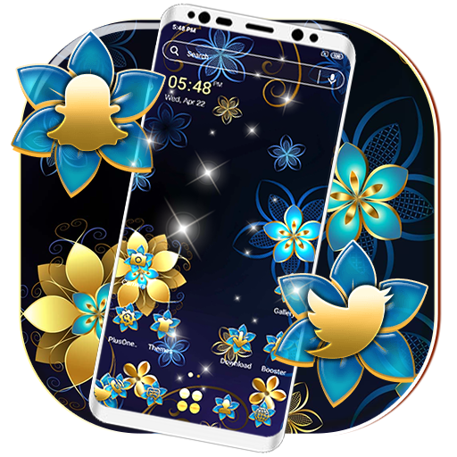 Golden Blue Flower Themes logo