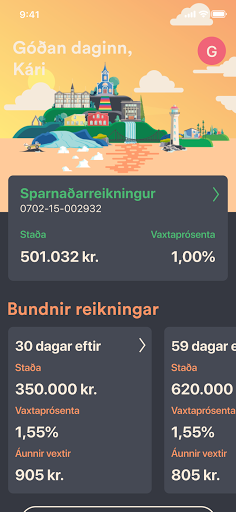 Android application Auður screenshort