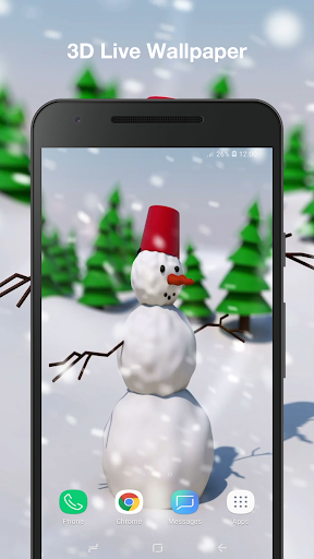 Android application 3d Snowman Live Wallpaper screenshort