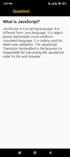 Android application JavaScript Interview Question screenshort