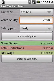 PAYE Tax Calculator (now with Furlough) Screenshot