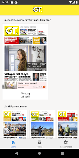 Android application E-tidning GT screenshort