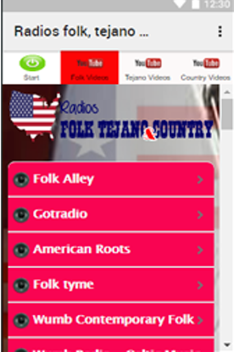 Radios country tejano and folk