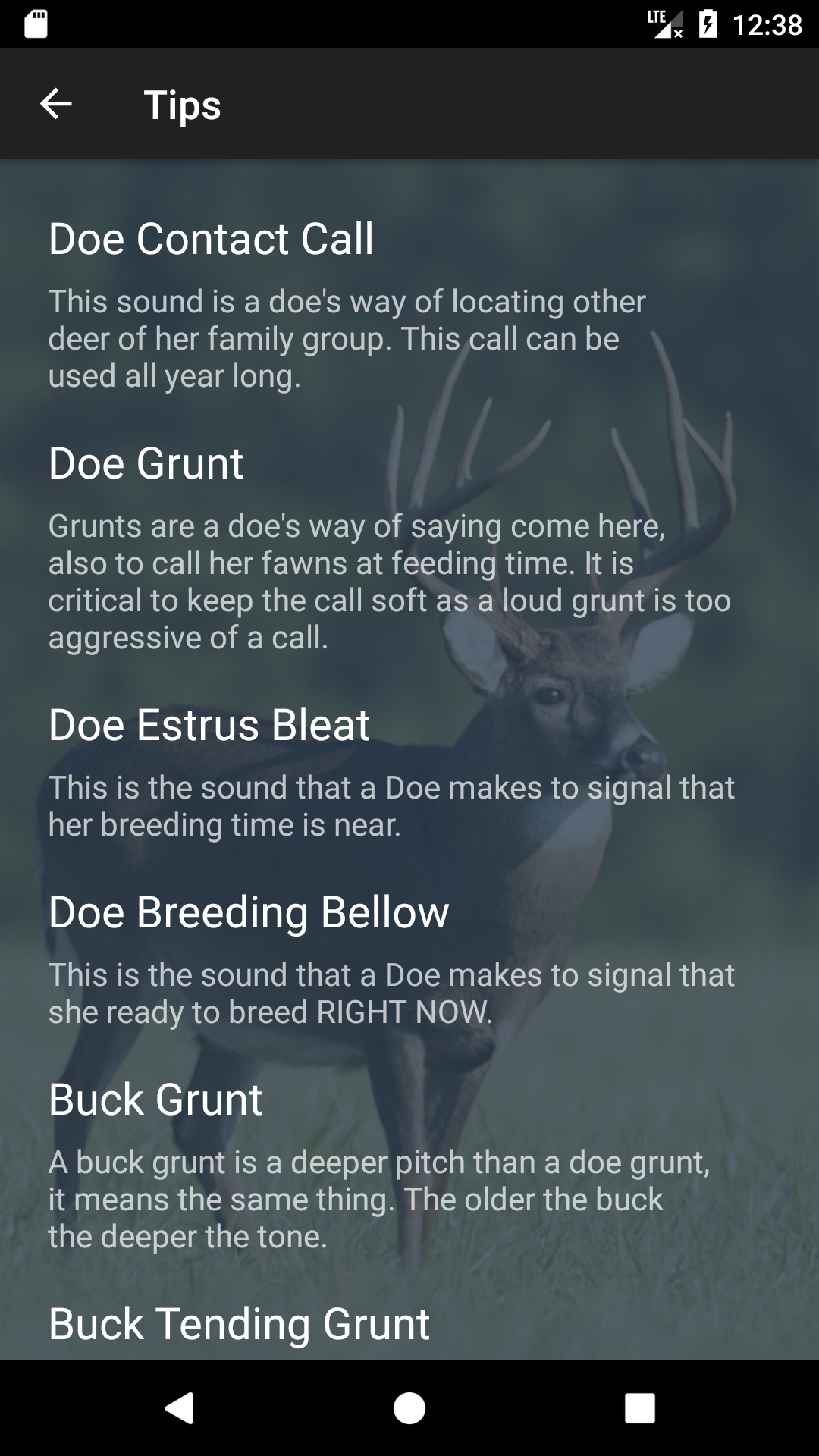 Android application Whitetail Deer Calls screenshort