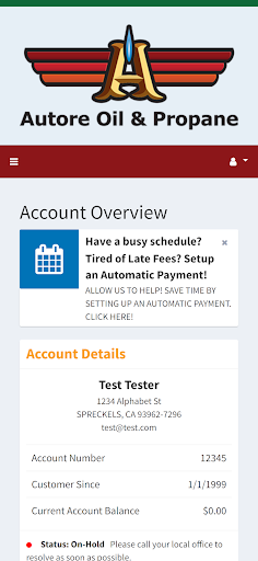 Android application Autore Oil & Propane screenshort