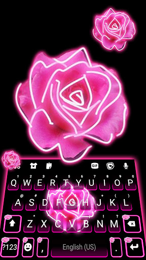 Android application Neon Pink Rose Keyboard Backgr screenshort
