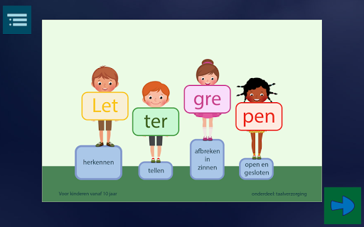 Android application Lettergrepen oefenen screenshort