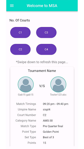 MSA Tournament Organizer Screen 3