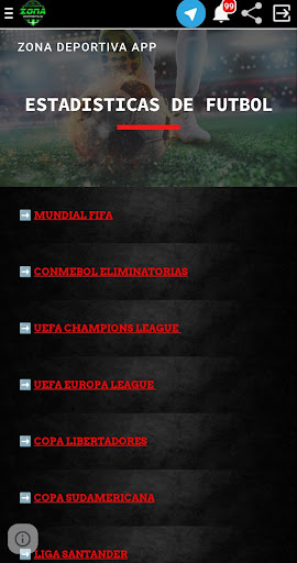 Android application zona deportivaa screenshort