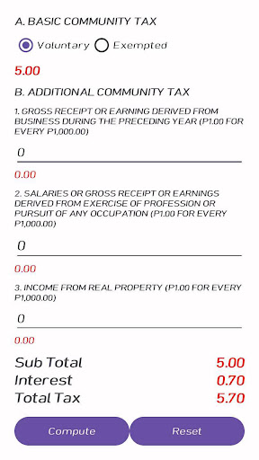 Community Tax Cert Simulation Screen 3