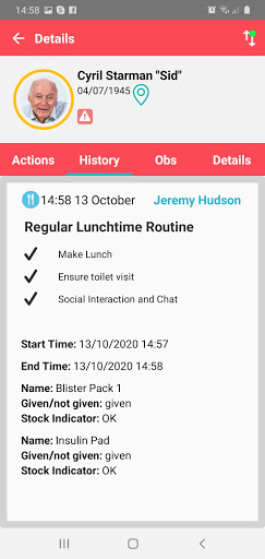 Android application Care20:20 screenshort