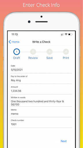 Android application USA Check Writer & Printing screenshort