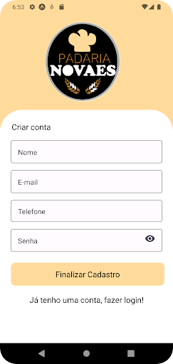 Android application Padaria Novaes screenshort