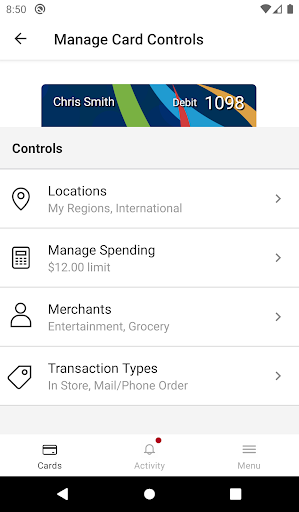 Four Points FCU Card Controls Screen 2