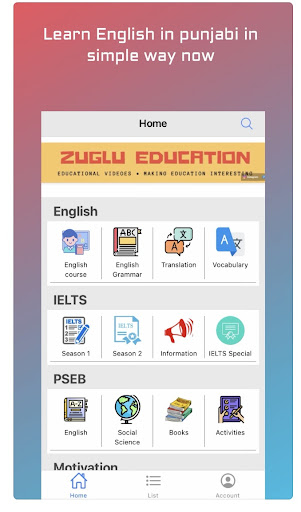 Android application Zuglu Education screenshort