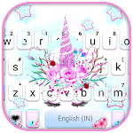 Cover Image of ดาวน์โหลด Floral Pink Unicorn Keyboard Background 1.0 APK