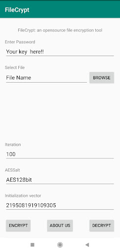 Android application FileCrypt - encrypt any file screenshort