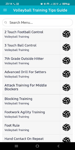 Android application Volleyball Training Tips Guide screenshort