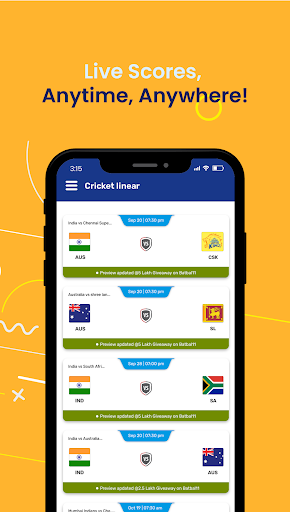 Cricket Linear - Live Scores Screen 3
