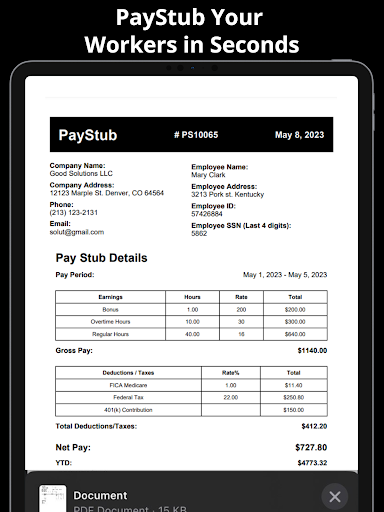 PayStub: PaySlip PDF Generator 22