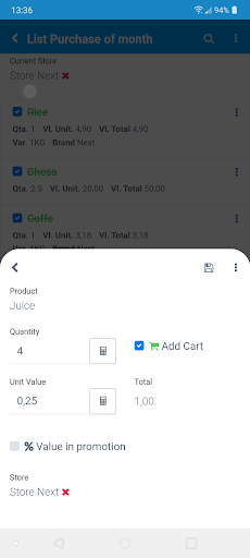 Shopping list Screenshot