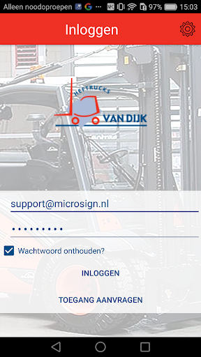 Android application Van Dijk Heftrucks screenshort