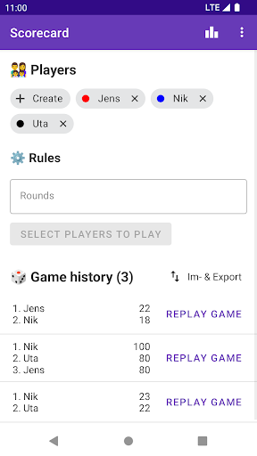 Android application Score Card your Score Counter screenshort