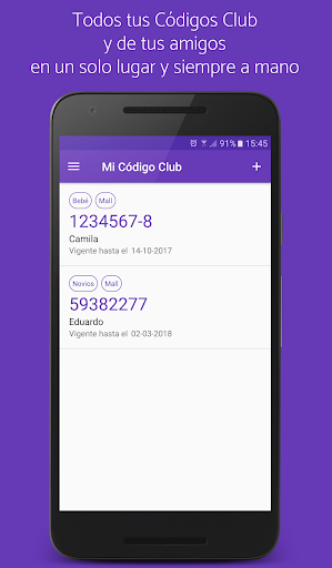 Android application Mi Código Club screenshort