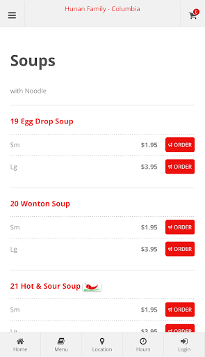 Hunan Family Columbia Ordering Screen 3