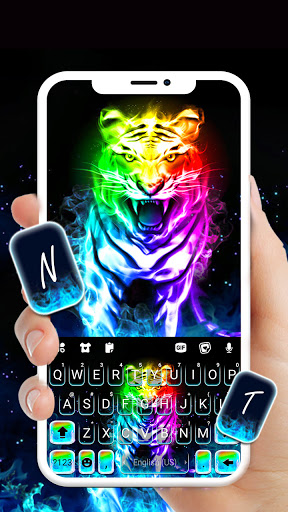 Android application Fiery Neon Tiger Keyboard Back screenshort