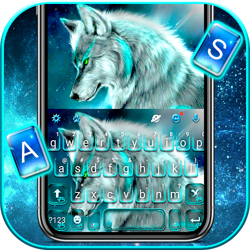 Cyan Neon Wolf Keyboard Theme  Icon