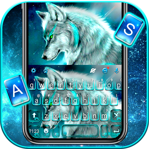 Cyan Neon Wolf Keyboard Theme logo