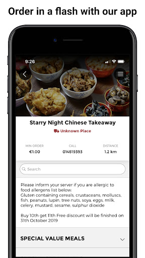 Android application Starry Night Chinese Takeaway screenshort