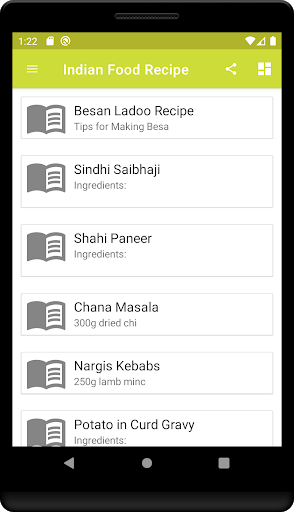 Android application Food Recipe - Indian screenshort