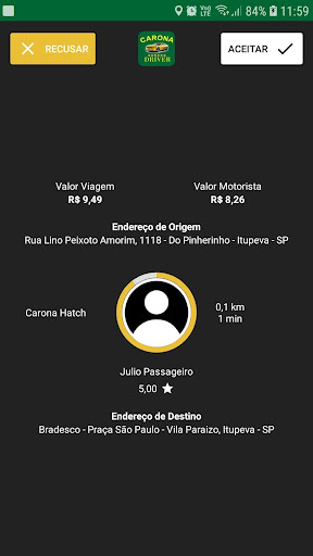 CARONA VIP DRIVER – APP DO MOT Screen 2