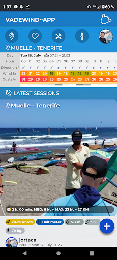 Android application Windsurfing app (Vadewind) screenshort