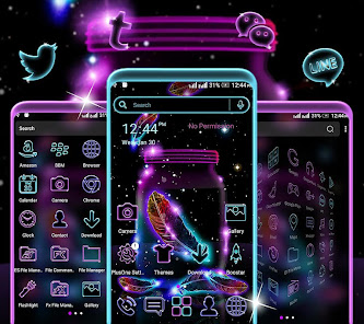 Captura de Pantalla 4 Neon Feather Launcher Theme android