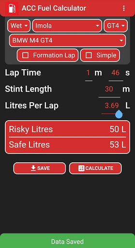 ACC Fuel Calculator Pro Screen 2