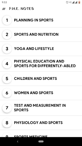 Physical Education Notes Screen 2