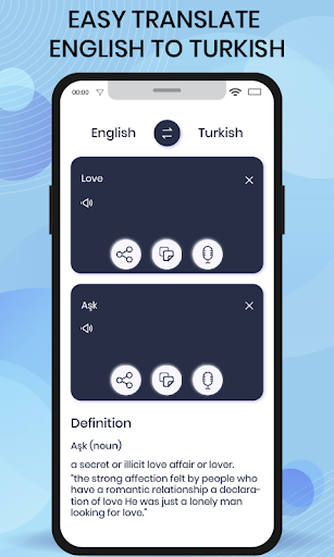 Android application Translate English to Turkish screenshort