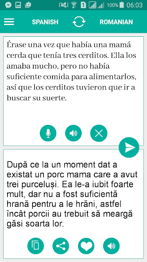 Android application Romanian Spanish Translator screenshort